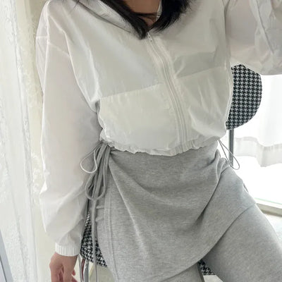 Lace hooded windbreaker for women rainy season jumper