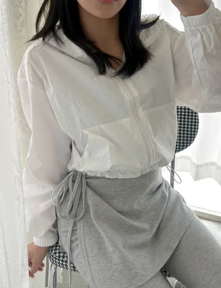 Lace hooded windbreaker for women rainy season jumper