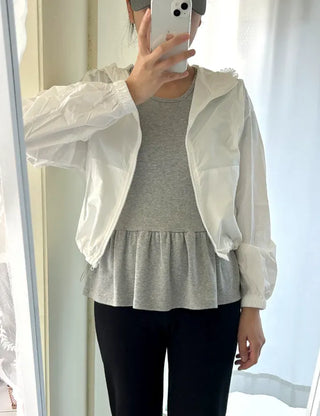 Lace hooded windbreaker for women rainy season jumper