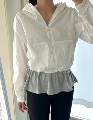 Lace hooded windbreaker for women rainy season jumper