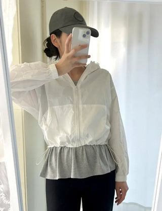 Lace hooded windbreaker for women rainy season jumper