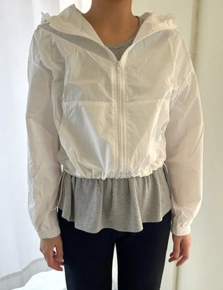 Lace hooded windbreaker for women rainy season jumper