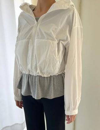 Lace hooded windbreaker for women rainy season jumper