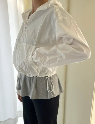 Lace hooded windbreaker for women rainy season jumper