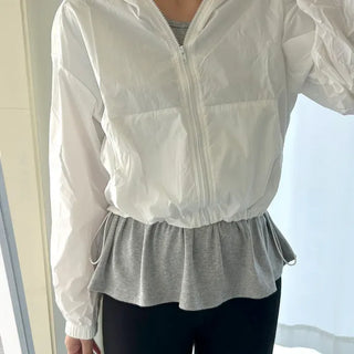 Lace hooded windbreaker for women rainy season jumper