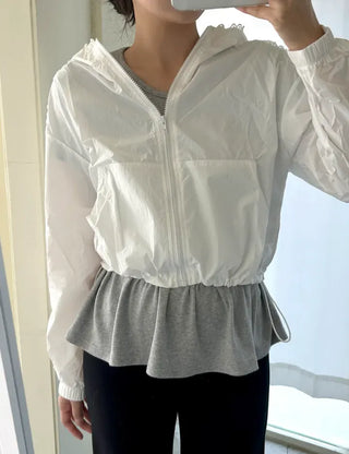 Lace hooded windbreaker for women rainy season jumper