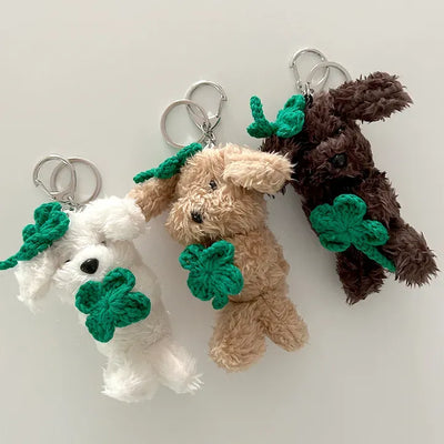 Four-leaf clover puppy doll keyring key holder bag charm key ring