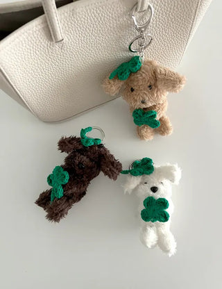 Four-leaf clover puppy doll keyring key holder bag charm key ring