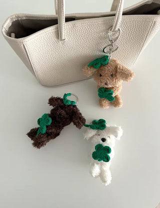 Four-leaf clover puppy doll keyring key holder bag charm key ring