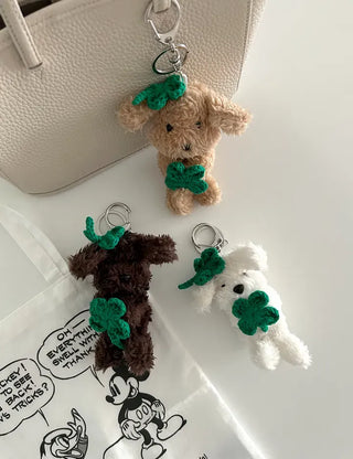 Four-leaf clover puppy doll keyring key holder bag charm key ring