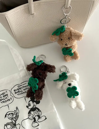 Four-leaf clover puppy doll keyring key holder bag charm key ring