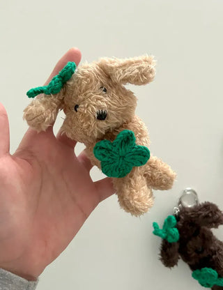 Four-leaf clover puppy doll keyring key holder bag charm key ring