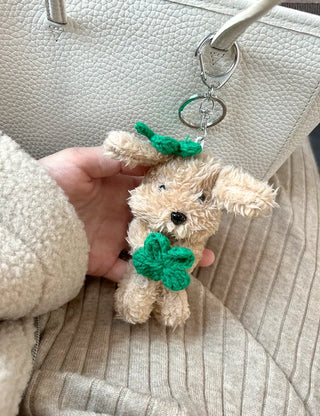 Four-leaf clover puppy doll keyring key holder bag charm key ring
