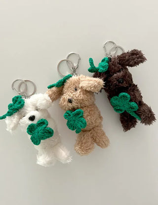 Four-leaf clover puppy doll keyring key holder bag charm key ring