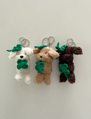 Four-leaf clover puppy doll keyring key holder bag charm key ring