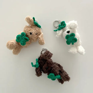 Four-leaf clover puppy doll keyring key holder bag charm key ring