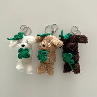 Four-leaf clover puppy doll keyring key holder bag charm key ring