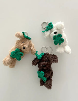 Four-leaf clover puppy doll keyring key holder bag charm key ring