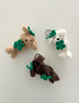 Four-leaf clover puppy doll keyring key holder bag charm key ring