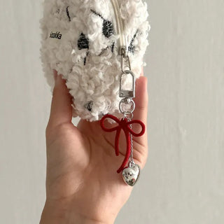 Homemade Heart Chain Velvet Ribbon Keyring Phone Strap
