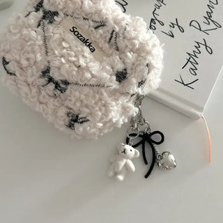 Homemade Heart Chain Velvet Ribbon Keyring Phone Strap