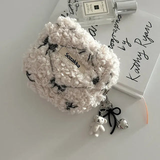 Homemade Heart Chain Velvet Ribbon Keyring Phone Strap
