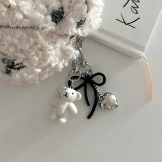 Homemade Heart Chain Velvet Ribbon Keyring Phone Strap