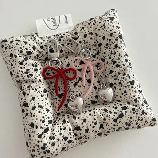 Homemade Heart Chain Velvet Ribbon Keyring Phone Strap