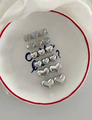 1+1 Sparkling Mini Heart Side Hair Clip Set