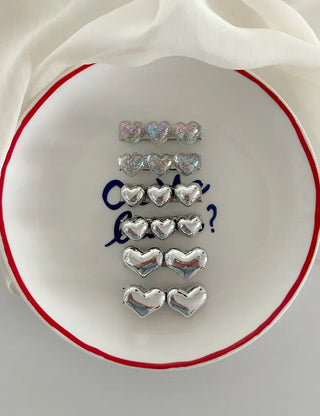 1+1 Sparkling Mini Heart Side Hair Clip Set