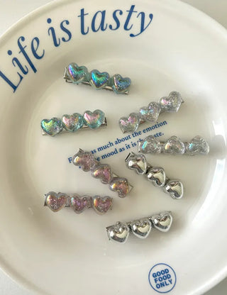 1+1 Sparkling Mini Heart Side Hair Clip Set