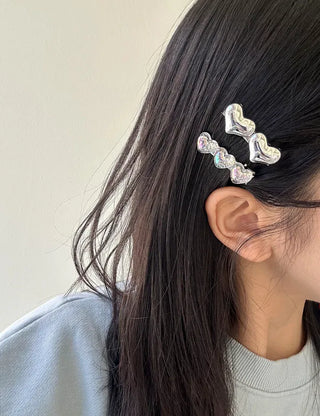 1+1 Sparkling Mini Heart Side Hair Clip Set