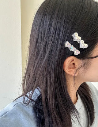 1+1 Sparkling Mini Heart Side Hair Clip Set