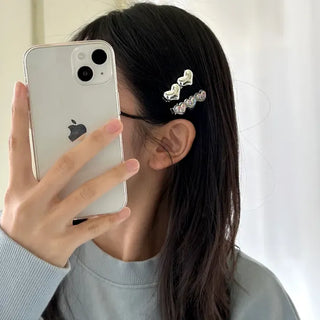 1+1 Sparkling Mini Heart Side Hair Clip Set