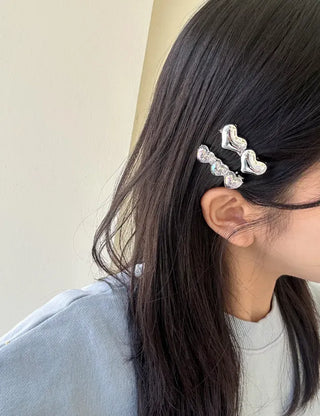 1+1 Sparkling Mini Heart Side Hair Clip Set