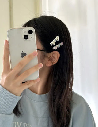 1+1 Sparkling Mini Heart Side Hair Clip Set
