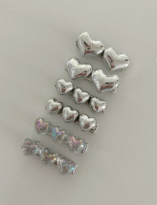 1+1 Sparkling Mini Heart Side Hair Clip Set