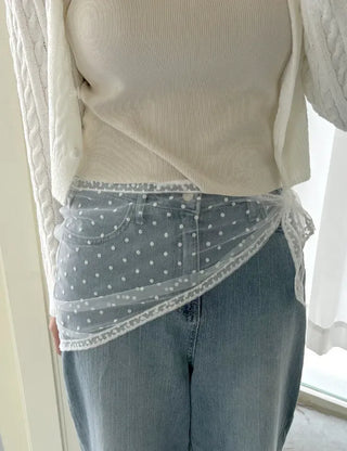 Dot flower lace hair scarf bandana wrap layered skirt