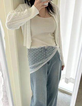 Dot flower lace hair scarf bandana wrap layered skirt