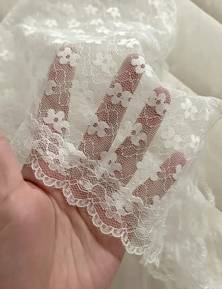 Dot flower lace hair scarf bandana wrap layered skirt