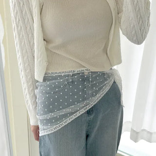Dot flower lace hair scarf bandana wrap layered skirt