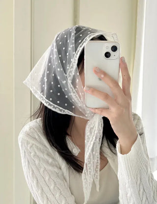 Dot flower lace hair scarf bandana wrap layered skirt
