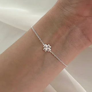 Silver 925 Four-Leaf Clover Bracelet Layered Friendship Bracelet