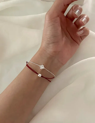 Silver 925 Four-Leaf Clover Bracelet Layered Friendship Bracelet