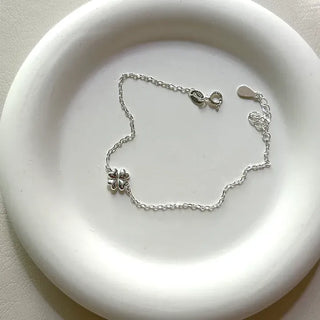 Silver 925 Four-Leaf Clover Bracelet Layered Friendship Bracelet