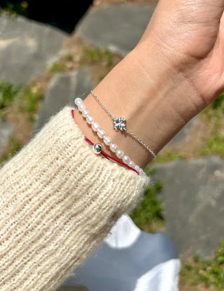 Silver 925 Four-Leaf Clover Bracelet Layered Friendship Bracelet