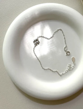 Silver 925 Four-Leaf Clover Bracelet Layered Friendship Bracelet