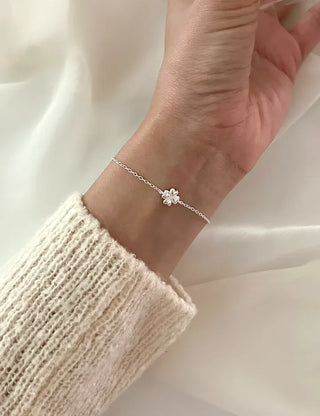 Silver 925 Four-Leaf Clover Bracelet Layered Friendship Bracelet