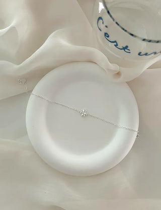 Silver 925 Four-Leaf Clover Bracelet Layered Friendship Bracelet