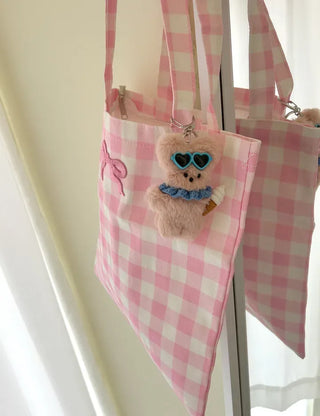 Ribbon Check Eco Bag Women's Daily Canvas Bag Bobusang Bag